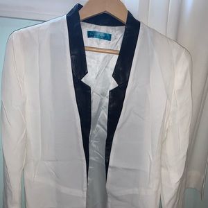 White with black trim blazer